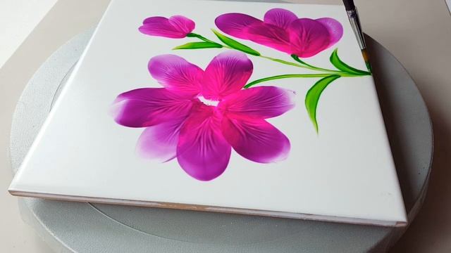 (729) WOW! Fantastic pink flower | Balloon rolling technique | Easy Painting idea | Designer Gemma7 смотреть онлайн