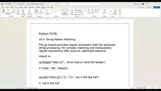 Python TV78 String Pattern Matching смотреть онлайн