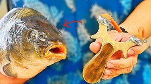 ПОЙМАЛИ РЫБУ НА РОГАТКУ!