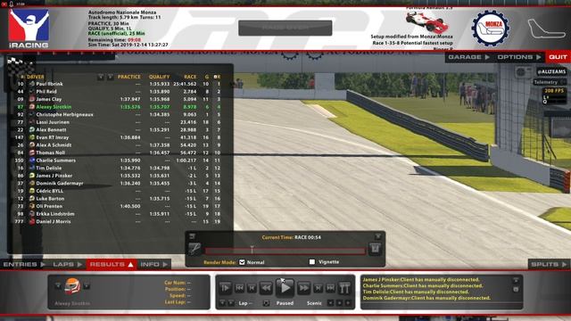 Чемпионат AOR в iRacing Formula Renault 3.5. Трасса Монца. Гонка #2. смотреть онлайн