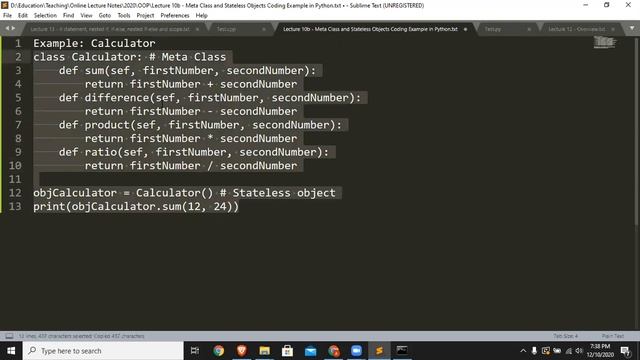 Lecture 10b - Meta Class and Stateless Objects Coding Example in Python смотреть онлайн