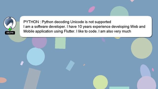 PYTHON : Python decoding Unicode is not supported смотреть онлайн