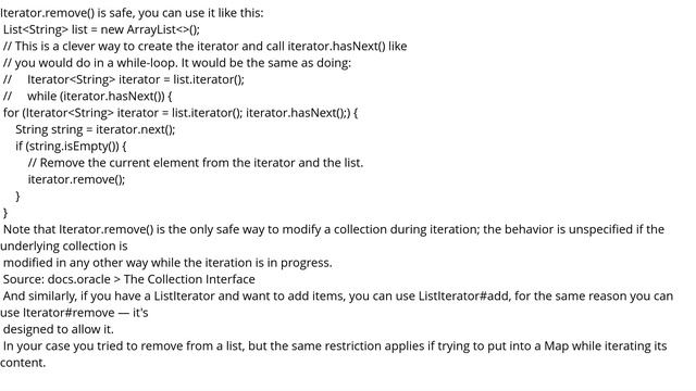 Iterating through a Collection, avoiding ConcurrentModificationException when removing objects in a смотреть онлайн