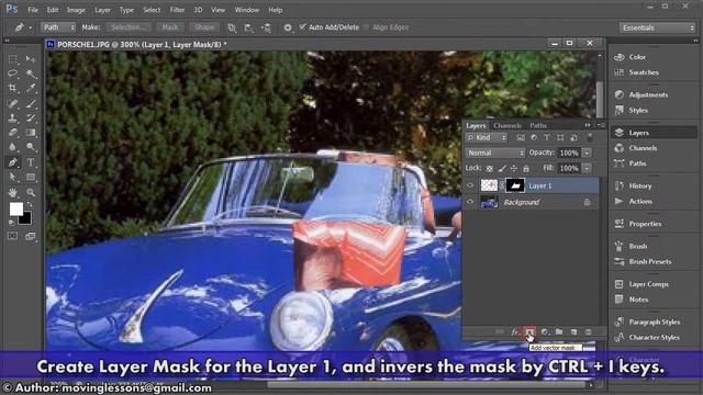 Photoshop CS6 example: Vector selection and layer mask #1 (For Beginners) смотреть онлайн