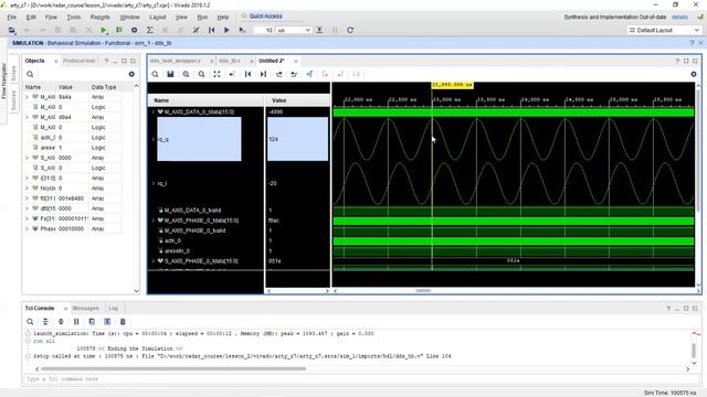 Xilinx DDS compiler IP core: sin and linear frequency modulated signal generation смотреть онлайн