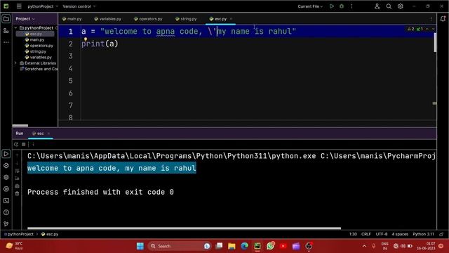 Escape sequence characters in python | Python me escape sequence characters ka use kese krte h смотреть онлайн