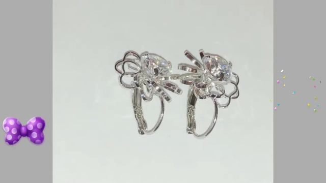 Серьги родированные с белым цирконом!!!