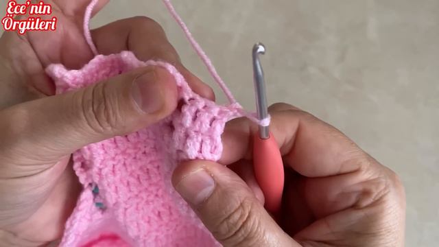 Pembe Şeker Tığ İşi Kolay Kız Bebek Hırka / Bebek Ceket / 1-2 Yaş