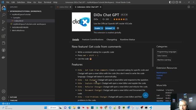 How to use ChatGPT in VsCode. Working with the DiDx Chat GPT (OpenAI) Extension смотреть онлайн