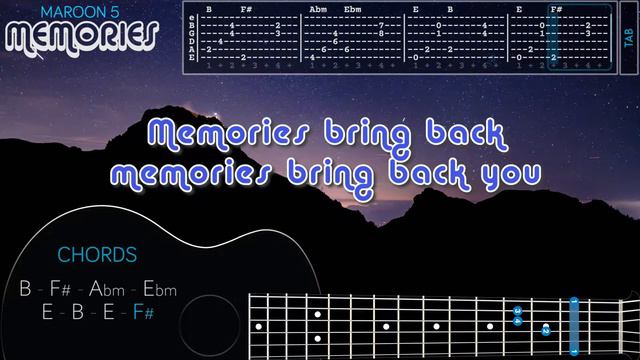 MAROON 5 - MEMORIES GUITAR TUTORIAL WITH TABS, CHORDS & LYRICS смотреть онлайн