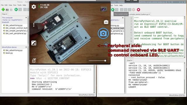 MicroPython/ESP32-C3 Exercise: send/receive command via BLE UART смотреть онлайн