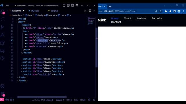 How to Create an Active Nav Link on Scroll using HTML CSS and Javascript | Active Menu Class смотреть онлайн