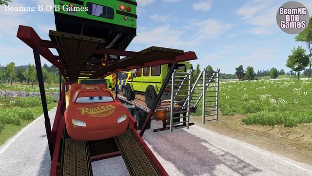 Double Flatbed Trailer Truck vs speed bumps|Busses vs speed bumps|Beamng Drive BeamNG BOB Games #08 смотреть онлайн