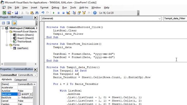 Cara Filter Listbox Berdasarkan Tanggal VBA Excel