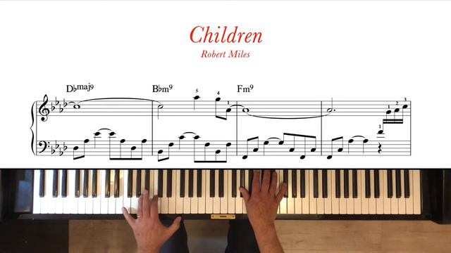 Children - Robert Miles. Piano tutorial + sheet music. Intermediate. смотреть онлайн
