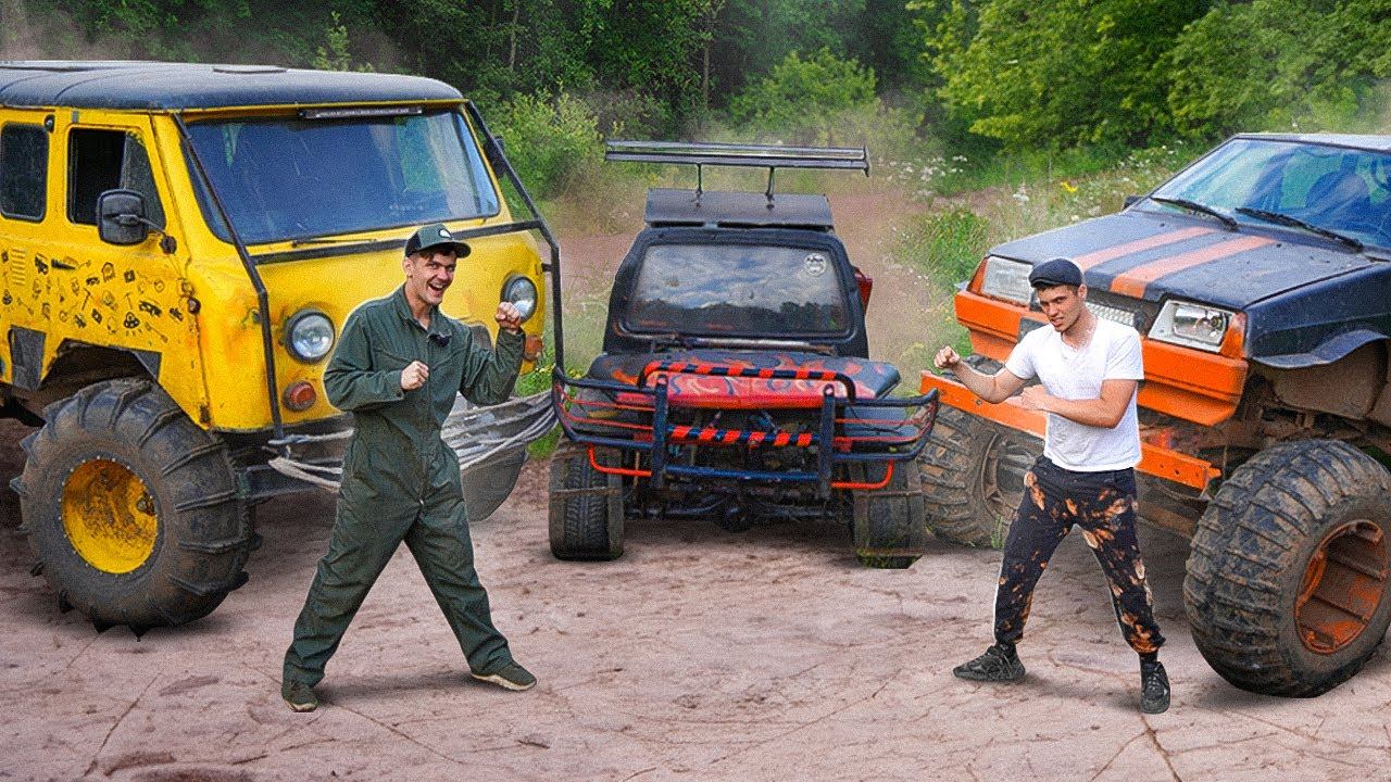 Монстр Буханка против вездехода на гусеницах и Монстр Девятки! Какой внедорожник лучше? смотреть онлайн