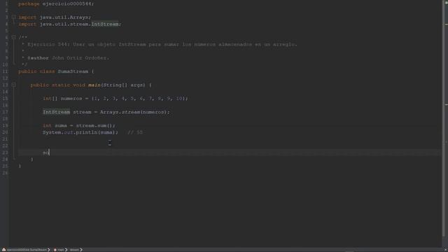 Java Ejercicio: 544 Usar Función stream() de Arrays para Obtener un Objeto IntStream y Sumar Entero смотреть онлайн
