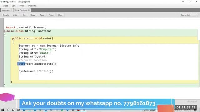 How to use string function concat() in java | YP Computer Classes | icse semester 2 смотреть онлайн