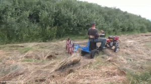 Заготовка сена мотоблоком.