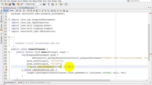 (java) execute SQL command using PrepareStatement смотреть онлайн