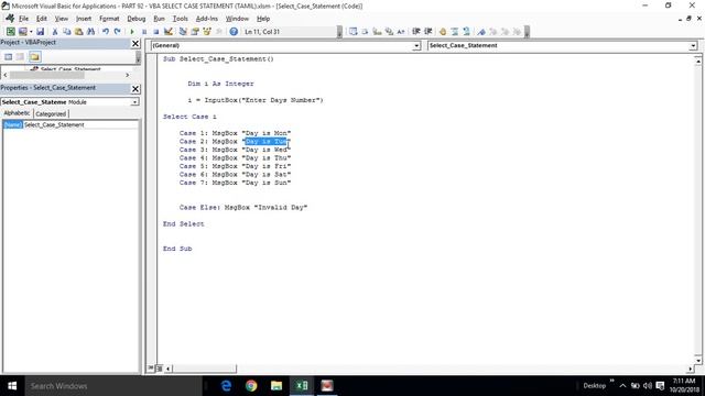 PART 92 - VBA SELECT CASE STATEMENT (TAMIL) | Kallanai YT смотреть онлайн