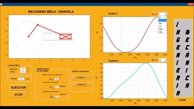 MECANISMO BIELA, MANIVELA - MATLAB GUI - (Universidad Católica de Santa Maria - Arequipa Peru) смотреть онлайн
