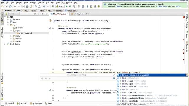 Webview progressbar android app смотреть онлайн