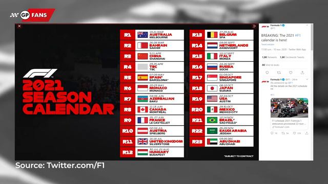 BREAKING: F1 reveals provisional 23-race 2021 calendar minus the Vietnam Grand Prix смотреть онлайн
