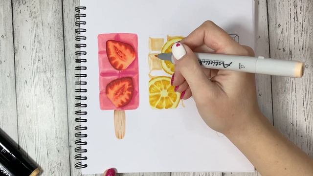Рисуем скетч маркерами по шагам - как нарисовать мороженое маркерами Artisticks смотреть онлайн