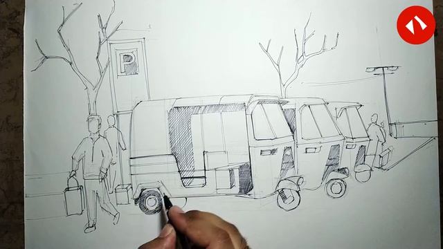 Auto Rickshaw Stand Drawing with Watercolor | Auto Rickshaw Drawing | Divart смотреть онлайн