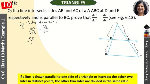 If a line intersects sides AB and AC of a Δ ABC at D and E respectively and is parallel to BC смотреть онлайн