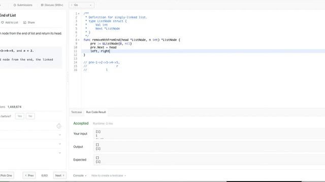 19 Remove Nth Node From End of List - Leetcode in Go - linked list смотреть онлайн