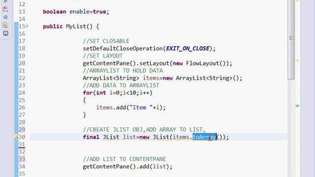 Java JList - Enable and Disable смотреть онлайн