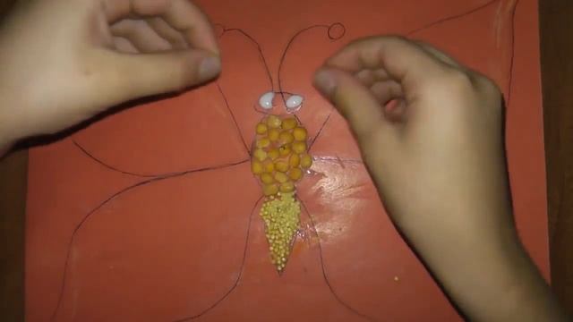 Аппликация из круп. Поделка для школы. смотреть онлайн