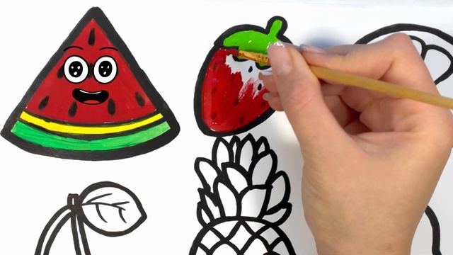Рисование и раскраска фруктов для детей/ Drawing and coloring fruits for kids смотреть онлайн