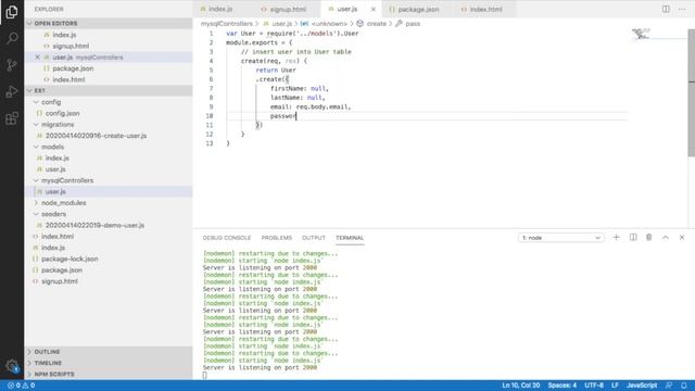 Insert New User into User Table Using by Sequelize смотреть онлайн
