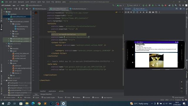 Приложение Коктейли на Java в Android Studio. Урок 25. Портретный режим. Приложение готово. смотреть онлайн