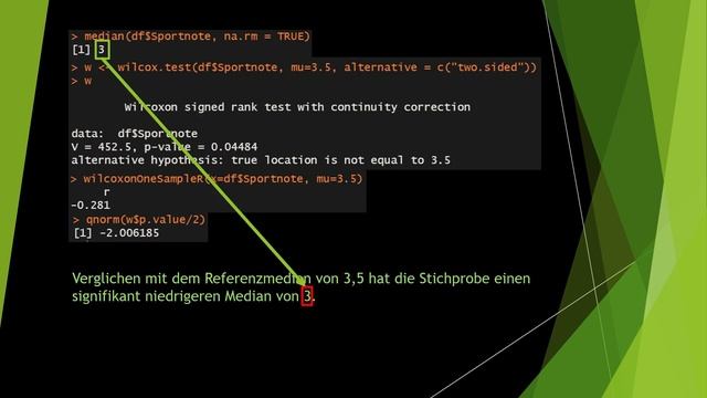 Einstichproben Wilcoxon-Test berichten - R-Output смотреть онлайн