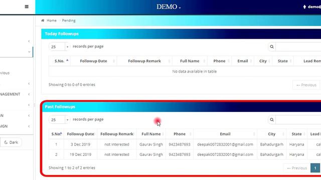 How To View Current And Previous Followups In EZCRM