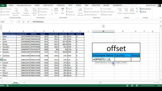 Offset Function in Excel (Demo Module 02 Class#37) смотреть онлайн