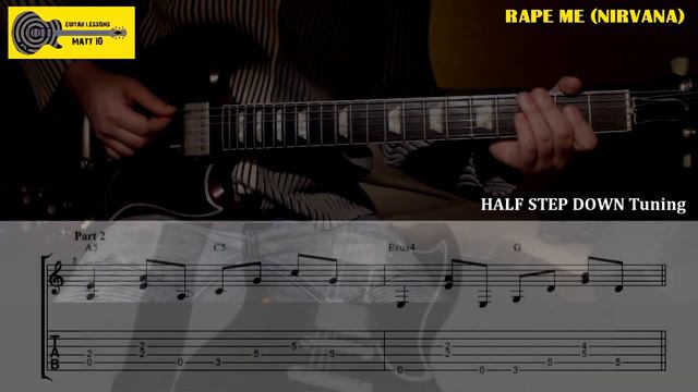 Rape Me (Nirvana) GUITAR LESSON + TAB & CHORDS - Easy Rock Song GUITAR TABS TUTORIAL смотреть онлайн