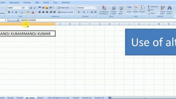 ALT+ENTER in excel, Use of ALT + Enter  in Excel, How to write multi row in one cell, excel,