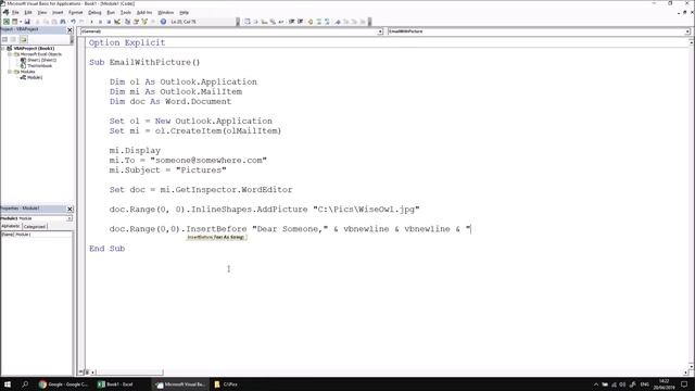 Excel VBA Introduction Part 29.4 - Inserting Pictures in Outlook Emails смотреть онлайн