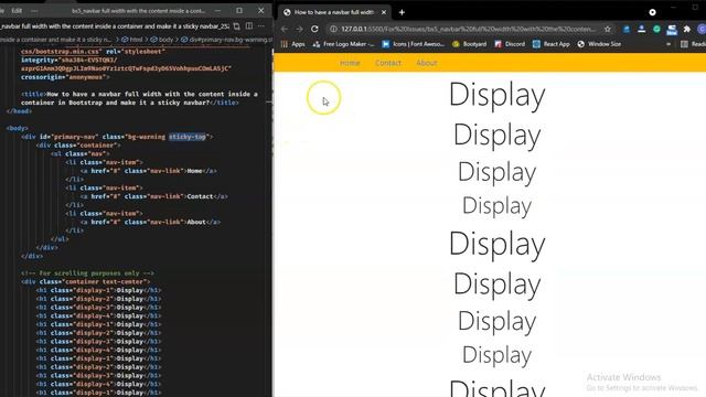 How to have a navbar full width with the content inside a container in Bootstrap and make it a stic смотреть онлайн