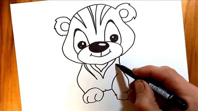 Рисовать тигренка детям / draw a tiger for children / बच्चों के लिए बाघ शावक कैसे आकर्षित करें смотреть онлайн