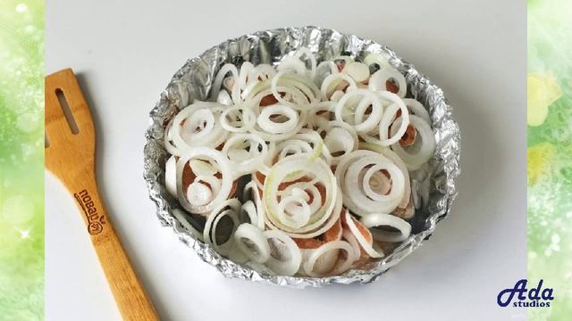 Горбуша с луком в духовке Рецепт, пошаговый, как приготовить, видеорецепт смотреть онлайн