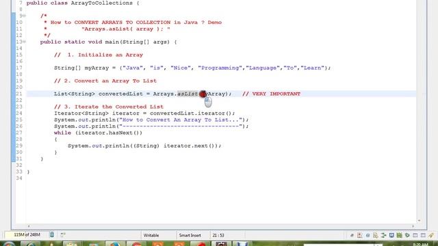 HOW TO CONVERT ARRAYS TO COLLECTION IN JAVA DEMO смотреть онлайн