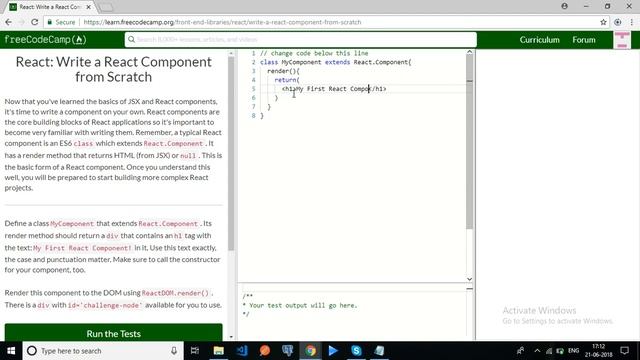 freecodecamp-React Write a React Component from Scratch-solution смотреть онлайн
