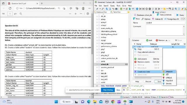 Create a table in the database using HeidiSQL software | Task 01 | Java Institute смотреть онлайн