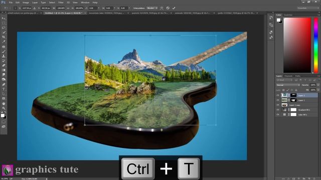 Wonderful Nature On Guitar - Guitar Photo Manipulation Tutorial - Photoshop CC смотреть онлайн